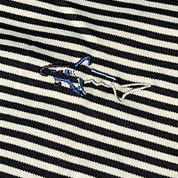 Greg Norman Golf Shirt - Dark Blue/Black Striped - Shark Logo - XXL - PlayDry - Picture 2 of 7
